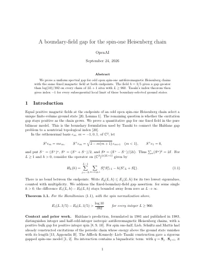 First page of A boundary-field gap for the spin-one Heisenberg chain