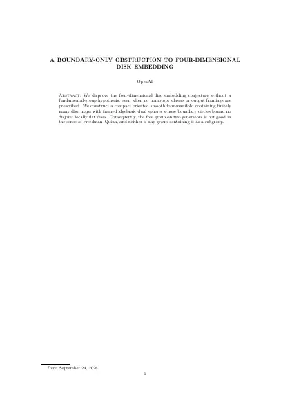 First page of A boundary-only obstruction to four-dimensional disk embedding