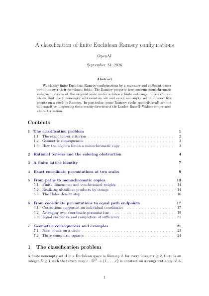 First page of A classification of finite Euclidean Ramsey configurations