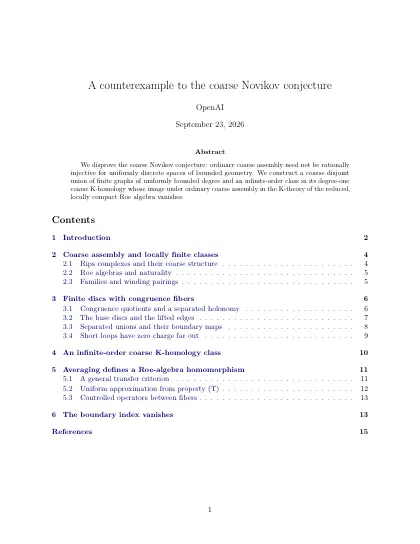 First page of A counterexample to the coarse Novikov conjecture