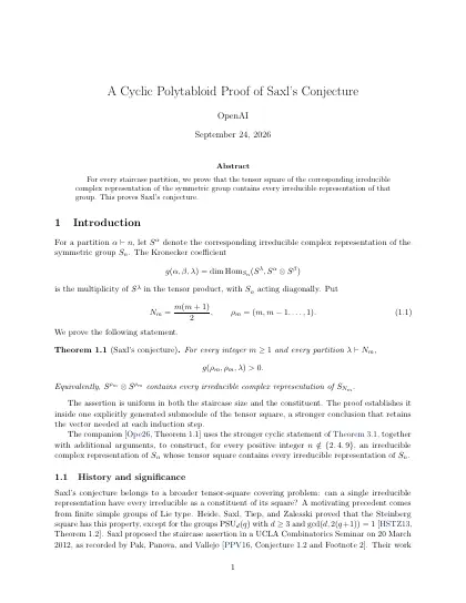First page of A Cyclic Polytabloid Proof of Saxl's Conjecture