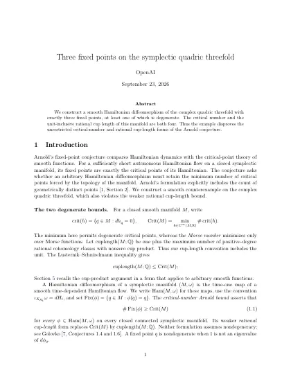 First page of Three fixed points on the symplectic quadric threefold