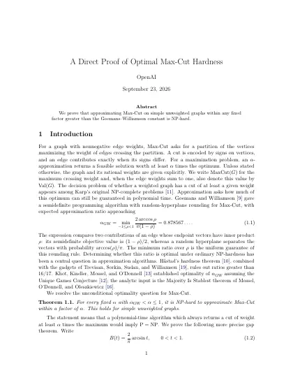 First page of A Direct Proof of Optimal Max-Cut Hardness