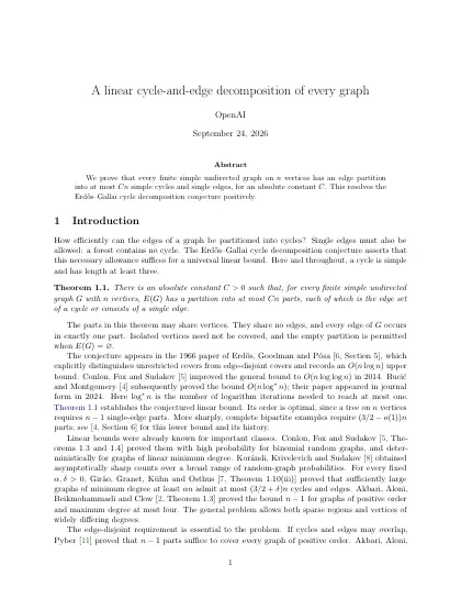 First page of A linear cycle-and-edge decomposition of every graph