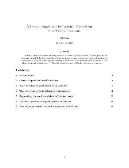 First page of A Pivotal Amplitude for Voronoi Percolation from Cardy's Formula