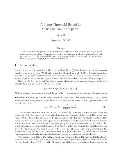 First page of A Sharp Threshold Bound for Monotone Graph Properties
