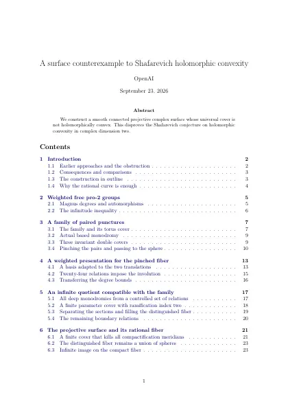 First page of A surface counterexample to Shafarevich holomorphic convexity