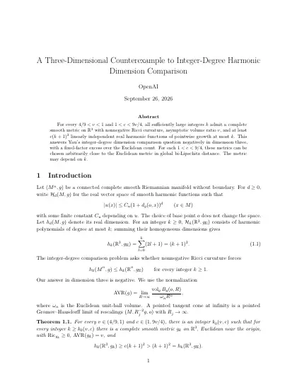First page of A Three-Dimensional Counterexample to Integer-Degree Harmonic Dimension Comparison