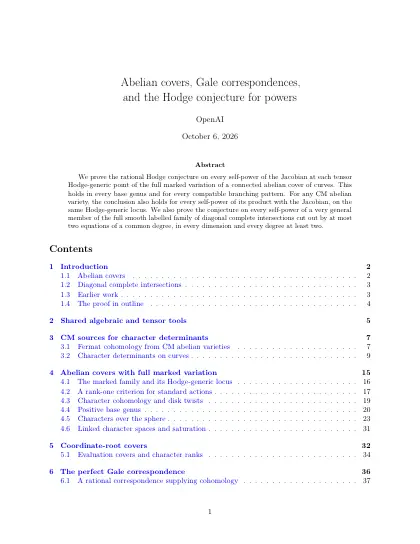 First page of Abelian covers, Gale correspondences, and the Hodge conjecture for powers