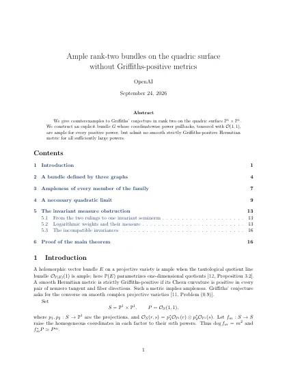 First page of Ample rank-two bundles on the quadric surface without Griffiths-positive metrics