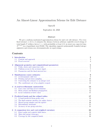 First page of An Almost-Linear Approximation Scheme for Edit Distance