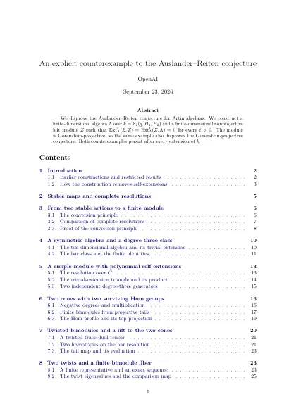 First page of An explicit counterexample to the Auslander-Reiten conjecture