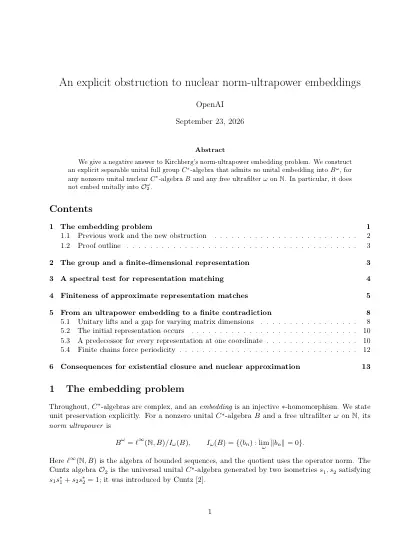 First page of An explicit obstruction to nuclear norm-ultrapower embeddings