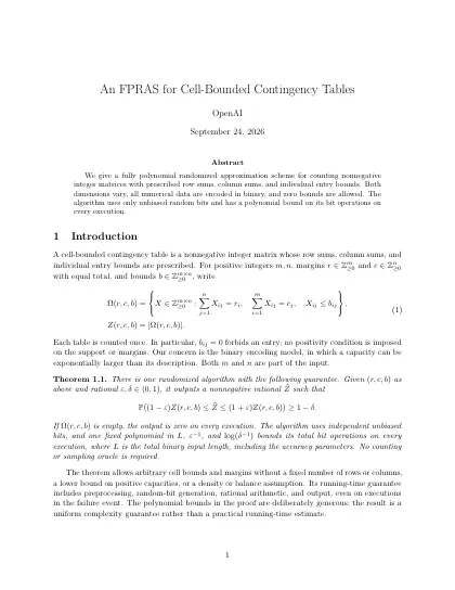 First page of An FPRAS for Cell-Bounded Contingency Tables