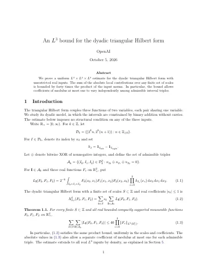 First page of An L³ bound for the dyadic triangular Hilbert form