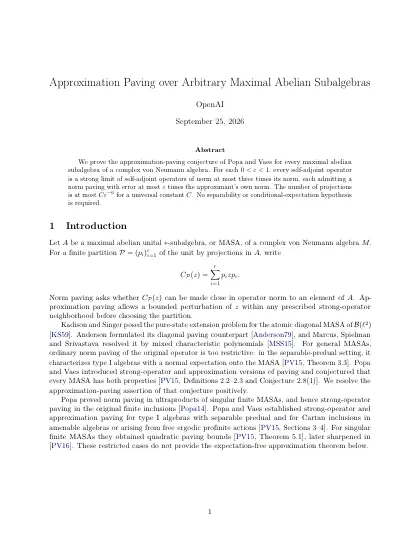 First page of Approximation Paving over Arbitrary Maximal Abelian Subalgebras