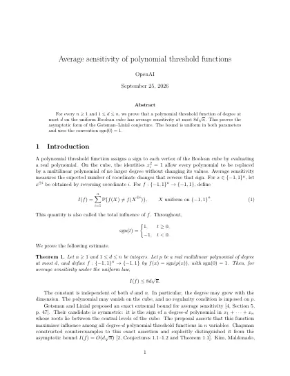 First page of Average sensitivity of polynomial threshold functions