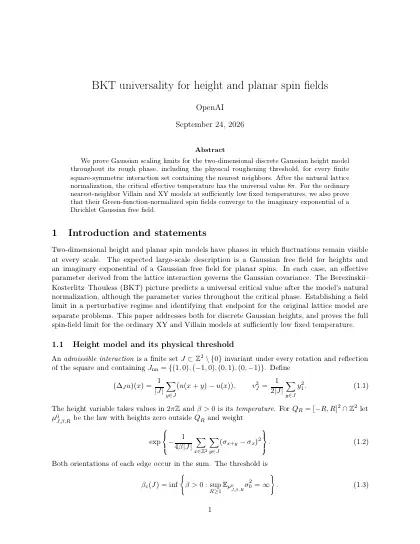 First page of BKT universality for height and planar spin fields