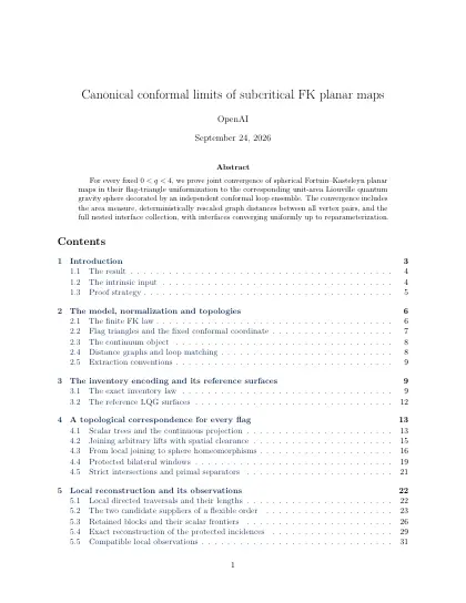 First page of Canonical conformal limits of subcritical FK planar maps
