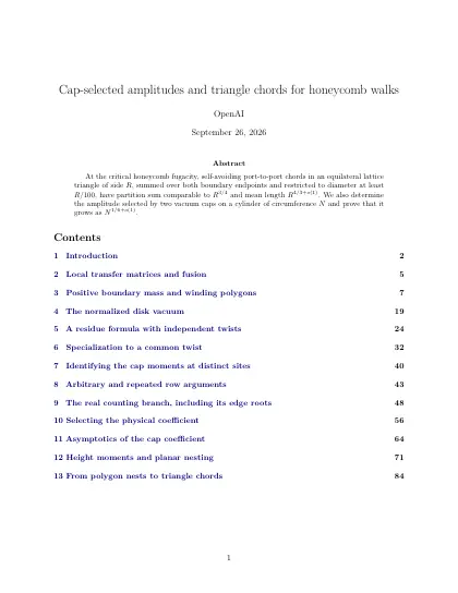 First page of Cap-selected amplitudes and triangle chords for honeycomb walks