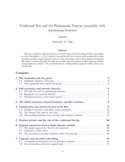 First page of Conformal flow and the Riemannian Penrose inequality with minimizing frontiers