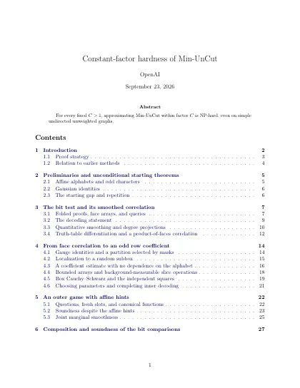 First page of Constant-factor hardness of Min-UnCut