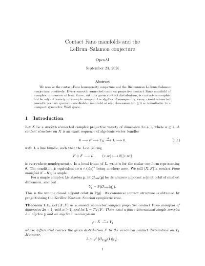 First page of Contact Fano manifolds and the LeBrun–Salamon conjecture