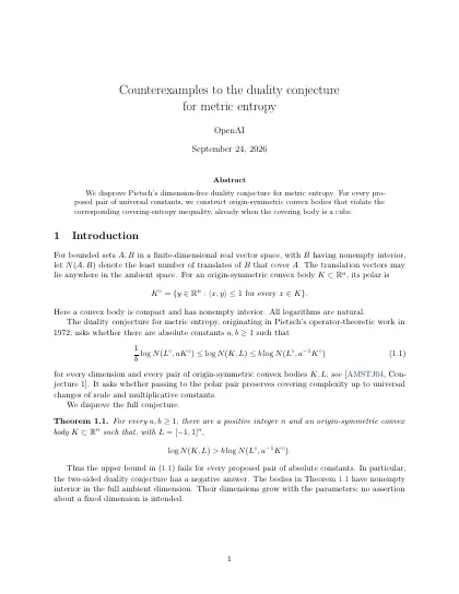 First page of Counterexamples to the duality conjecture for metric entropy