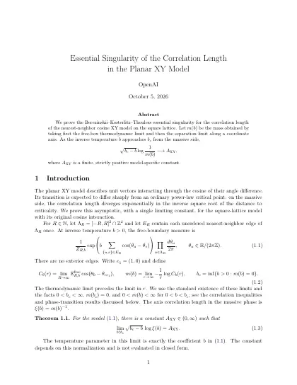 First page of Essential Singularity of the Correlation Length in the Planar XY Model