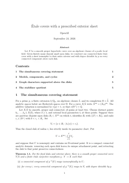 First page of Étale covers with a prescribed exterior sheet