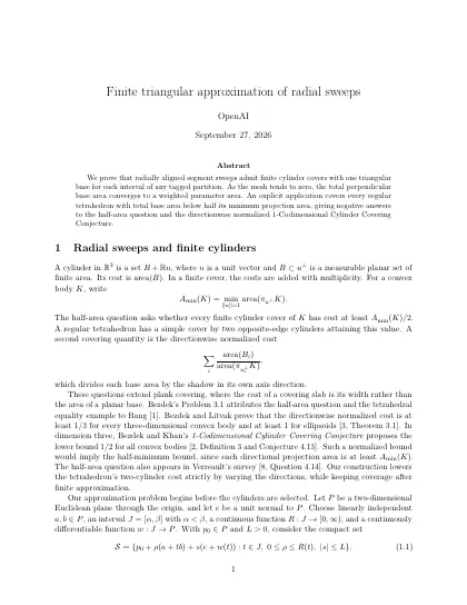 First page of Finite triangular approximation of radial sweeps