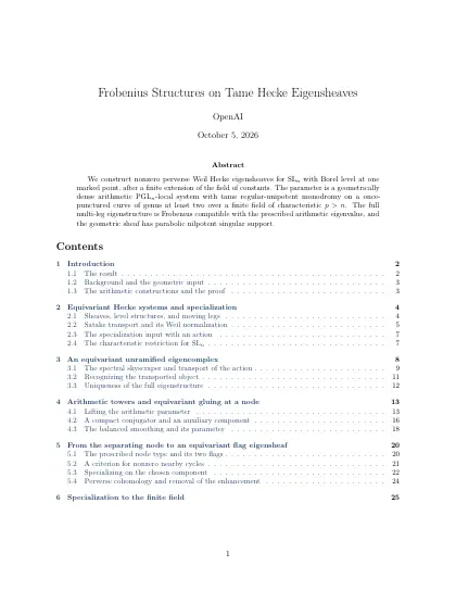 First page of Frobenius Structures on Tame Hecke Eigensheaves