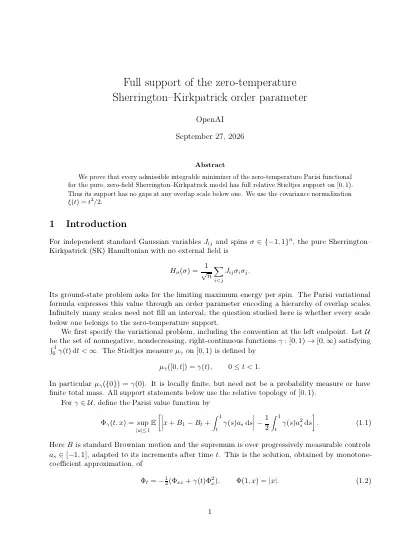 First page of Full support of the zero-temperature Sherrington-Kirkpatrick order parameter