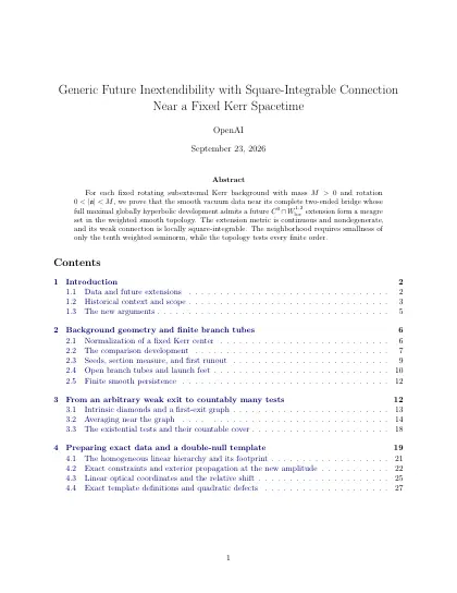 First page of Generic Future Inextendibility with Square-Integrable Connection Near a Fixed Kerr Spacetime