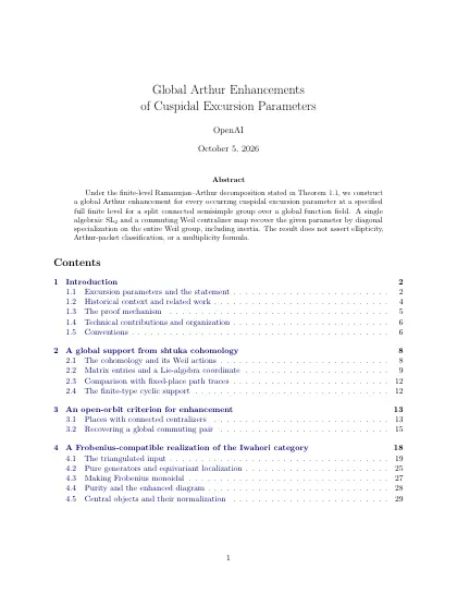 First page of Global Arthur Enhancements of Cuspidal Excursion Parameters