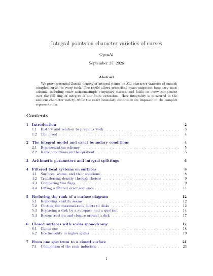 First page of Integral points on character varieties of curves