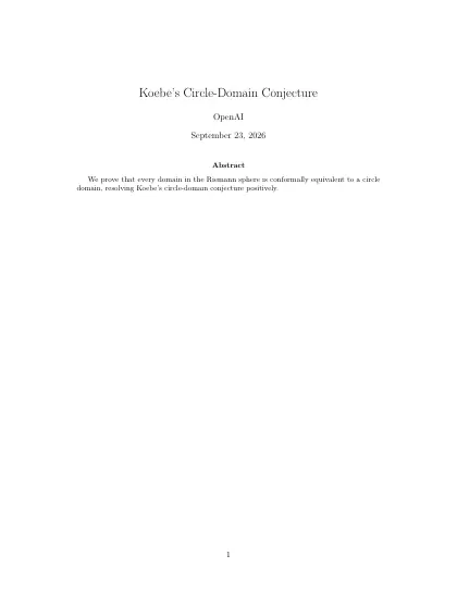 First page of Koebe's Circle-Domain Conjecture