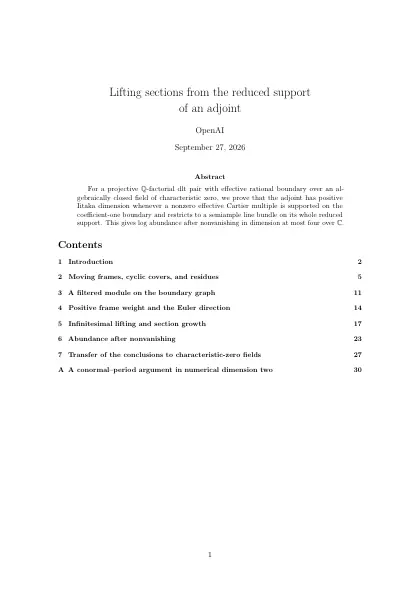 First page of Lifting sections from the reduced support of an adjoint