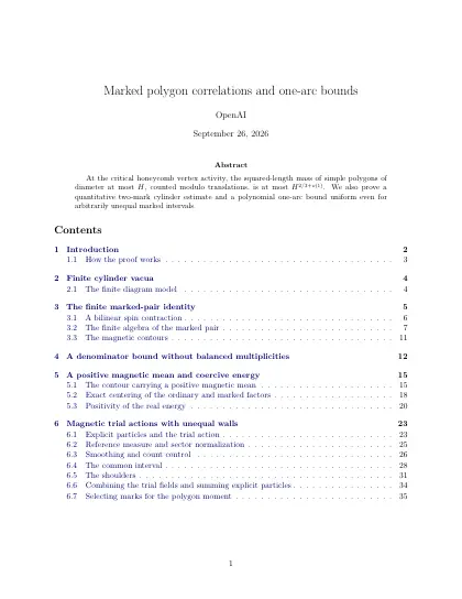 First page of Marked polygon correlations and one-arc bounds