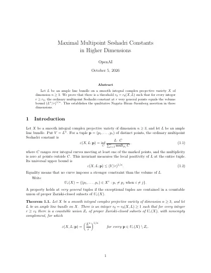 First page of Maximal Multipoint Seshadri Constants in Higher Dimensions