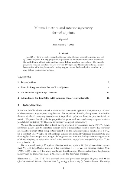 First page of Minimal metrics and interior injectivity for nef adjoints
