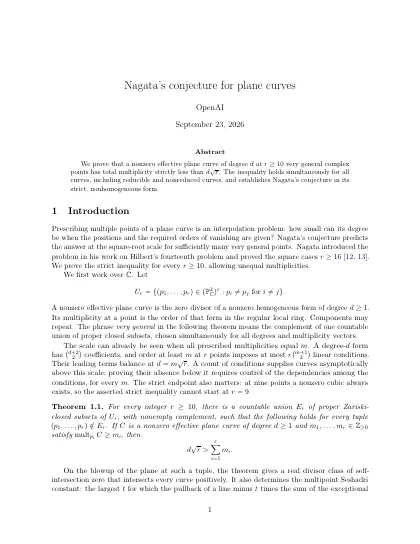 First page of Nagata's conjecture for plane curves