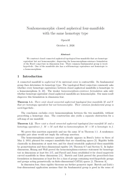First page of Nonhomeomorphic closed aspherical four-manifolds with the same homotopy type