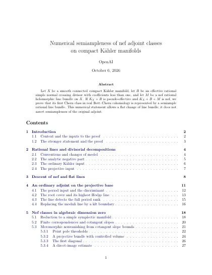 First page of Numerical semiampleness of nef adjoint classes on compact Kähler manifolds