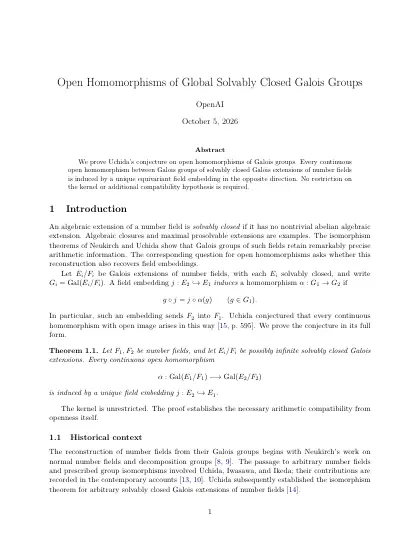 First page of Open Homomorphisms of Global Solvably Closed Galois Groups