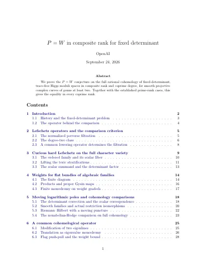 First page of P=W in composite rank for fixed determinant