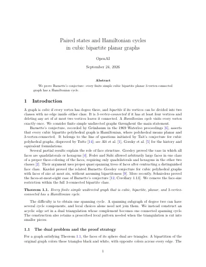 First page of Paired states and Hamiltonian cycles in cubic bipartite planar graphs