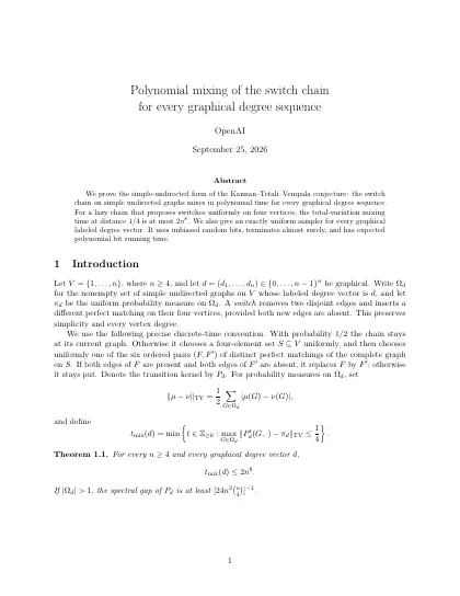 First page of Polynomial mixing of the switch chain for every graphical degree sequence