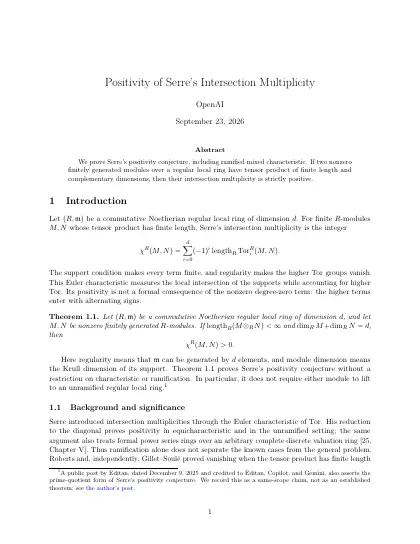 First page of Positivity of Serre's Intersection Multiplicity