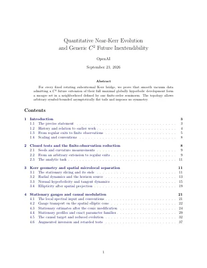 First page of Quantitative Near-Kerr Evolution and Generic C2 Future Inextendibility